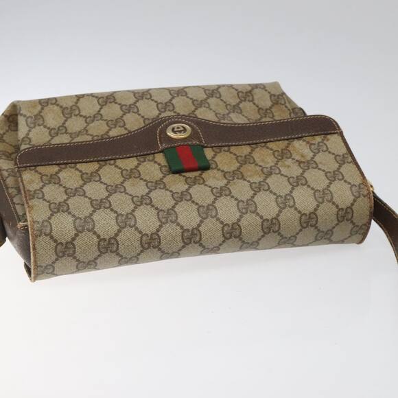 GUCCI GG Supreme Web Sherry Line Shoulder Bag Pvc Beige Red Green - Picture 6 of 16